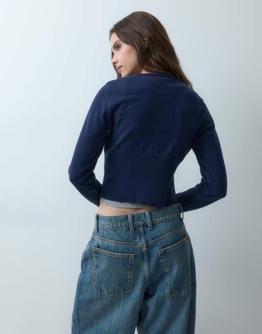 ASOS DESIGN taillierter Strick-Cardigan mit Knopfdetails in Marineblau, 4 von 4