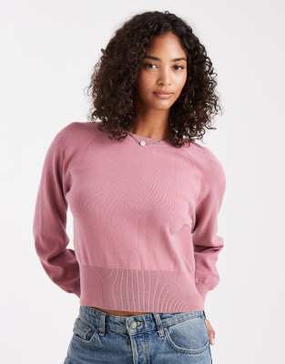 ASOS DESIGN - Taillierter Strickpullover in Altrosa mit Rundhalsausschnitt