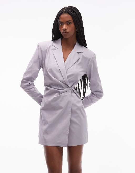 ASOS DESIGN – Tailliertes Blazer-Minikleid in Grau, 3 von 4