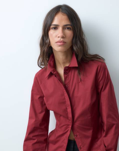 ASOS DESIGN tailliertes Hemd in Burgunderrot - view 1