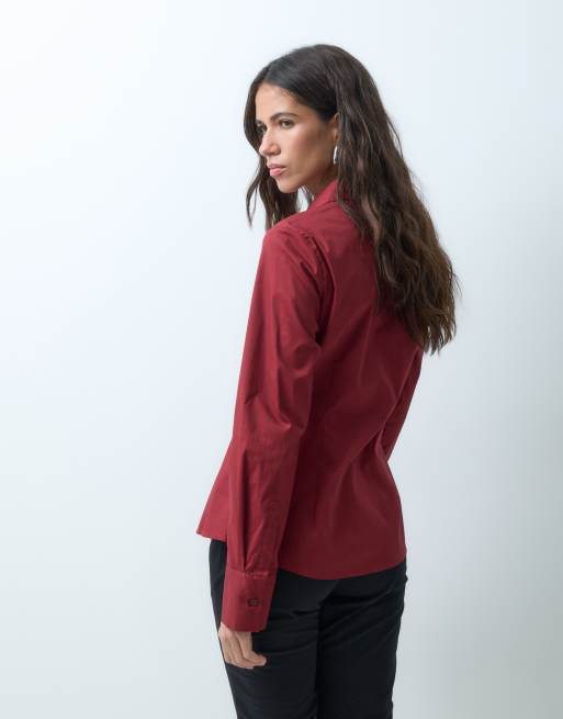 ASOS DESIGN tailliertes Hemd in Burgunderrot, 4 von 8