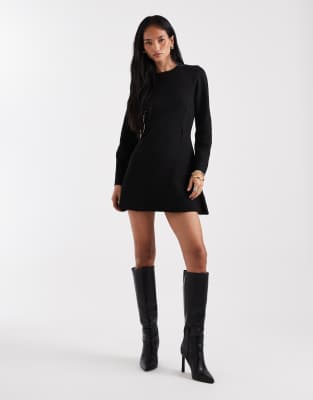 ASOS DESIGN - Tailliertes Minikleid in Schwarz