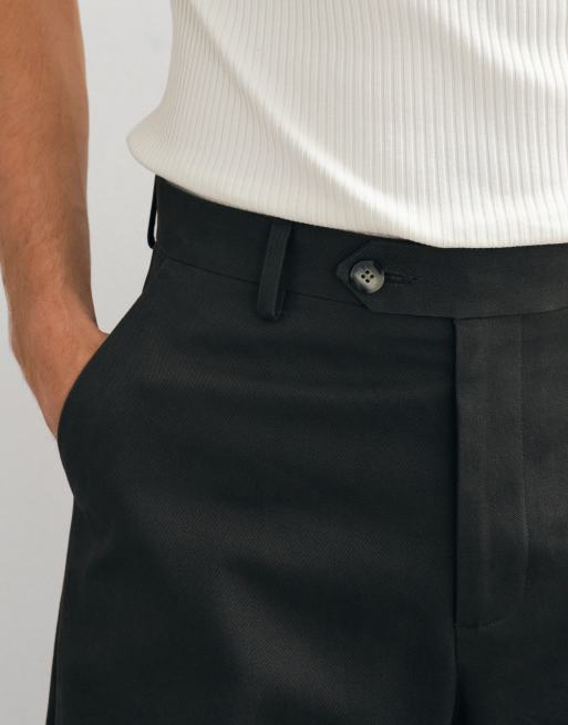 ASOS DESIGN tailored 100% cotton barrel leg trousers in charcoal, 5 of 5