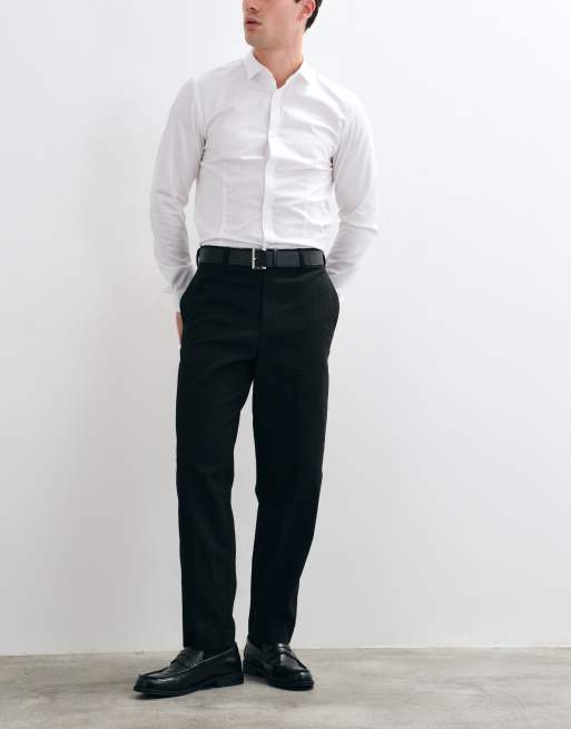 ASOS DESIGN tailored 100% cotton relaxed tapered trousers in black, 2 of 5