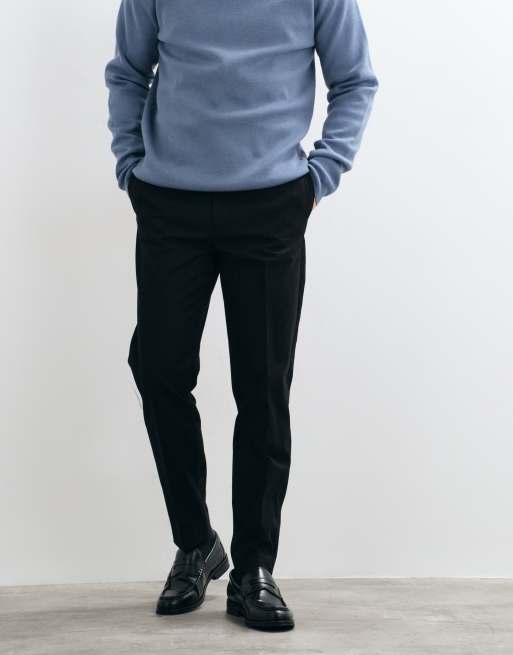 ASOS DESIGN tailored 100% cotton tapered pants in black, 2 of 5