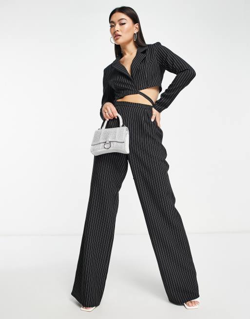 Aria Cove cut-out strappy kick flare jumpsuit in black