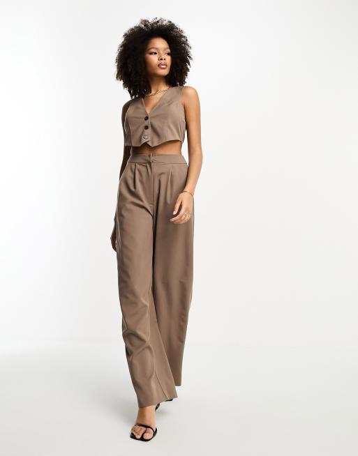 Tailored Taupe Cropped Maternity Pants