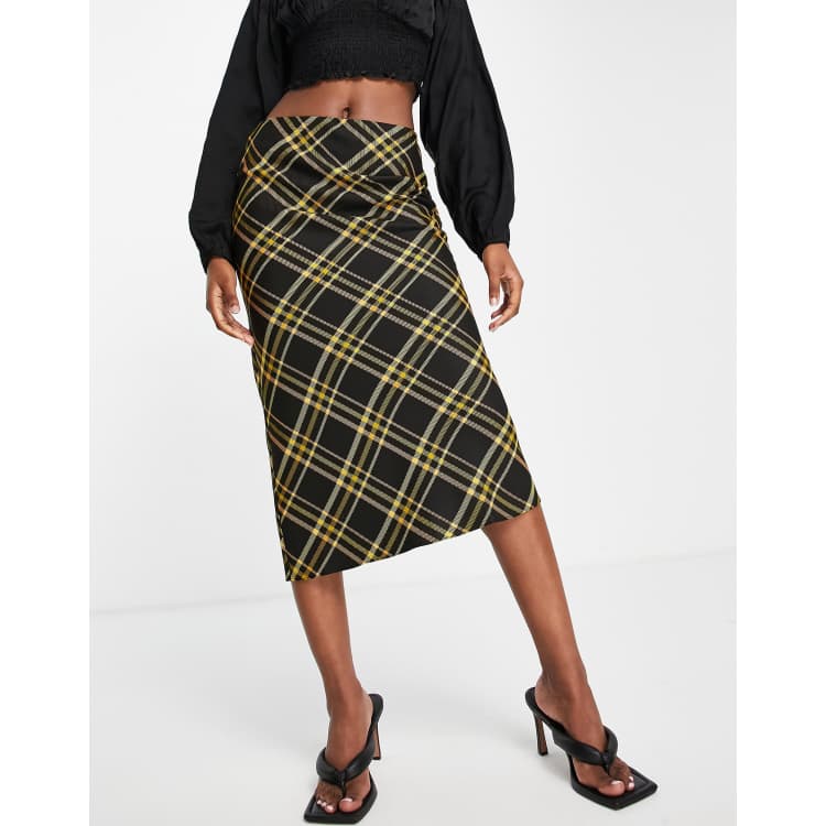 ASOS DESIGN tailored 90s midi skirt in bias cut check