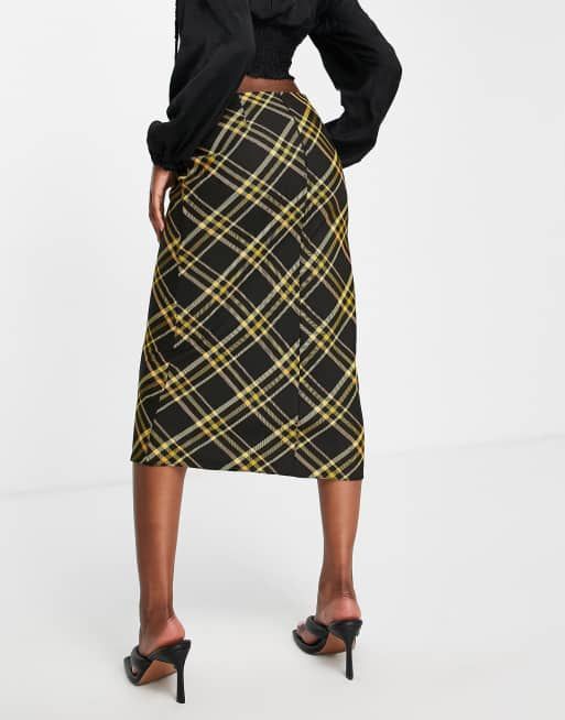 ASOS DESIGN tailored 90s midi skirt in bias cut check