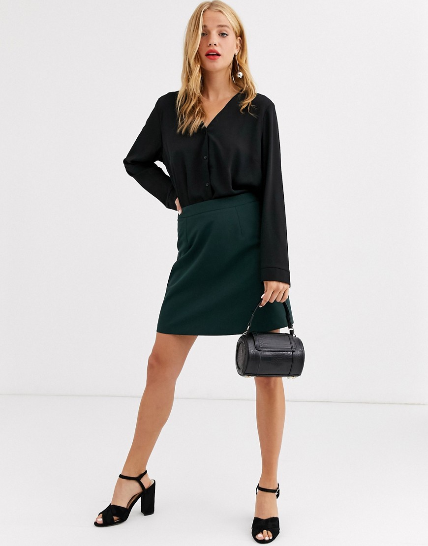 ASOS DESIGN tailored a-line mini skirt-Green