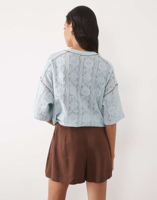 ASOS DESIGN tailored a line shorts co-ord with linen in chocolate , 4 of 5
