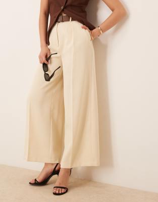 Asos Design Tailored Ankle Grazer Pants With Pu Belt