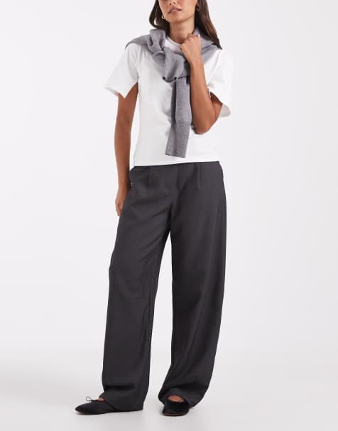 ASOS DESIGN Tailored arch barrel pants in charcoal - view 1