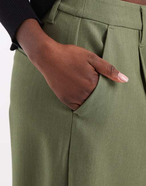 ASOS DESIGN tailored arch barrel pants in khaki, 4 of 5