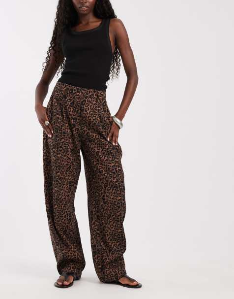 ASOS DESIGN Tailored arch barrel trousers in leopard print - view 1