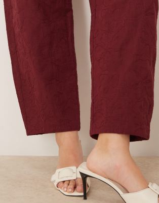 ASOS DESIGN tailored arch leg embroidered pants in dark cherry - part of a set