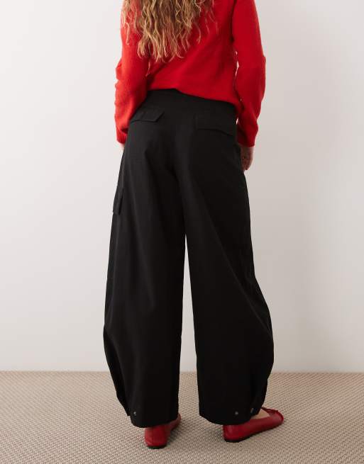 ASOS DESIGN tailored balloon pant with popper hem in black, 5 of 5