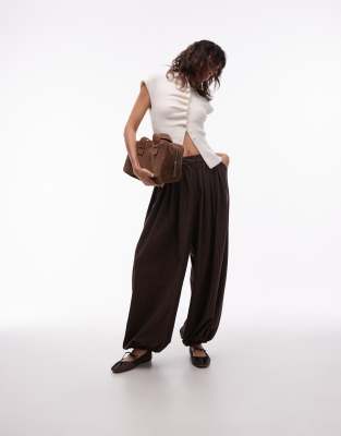 Asos Design Tailored Balloon Pants In Brown