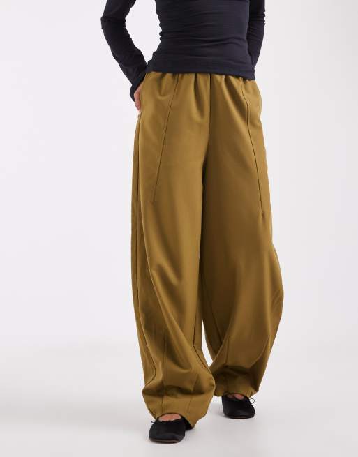 ASOS DESIGN Tailored balloon pants in khaki, 2 of 5