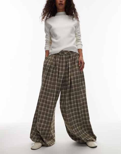 ASOS DESIGN tailored balloon pants in plaid - view 1