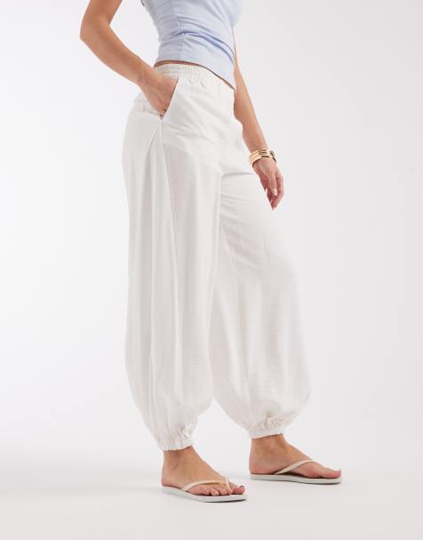 ASOS DESIGN Tailored balloon tie hem pants in crinkle fabric - view 1