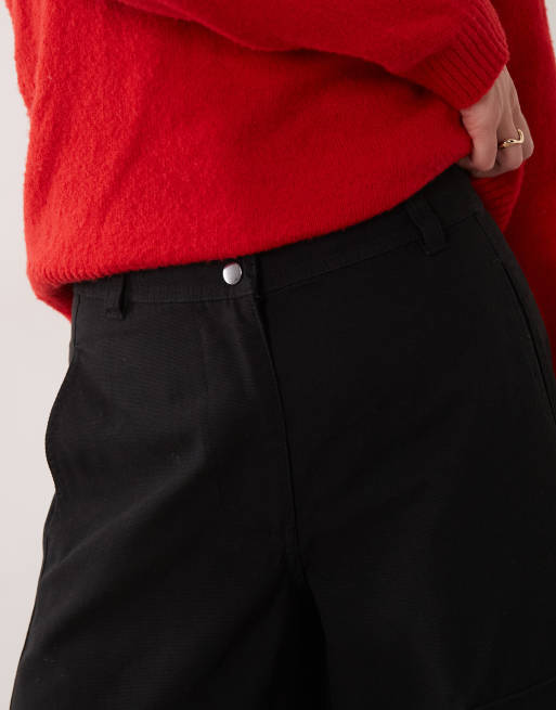 ASOS DESIGN tailored balloon trouser with popper hem in black, 3 of 5