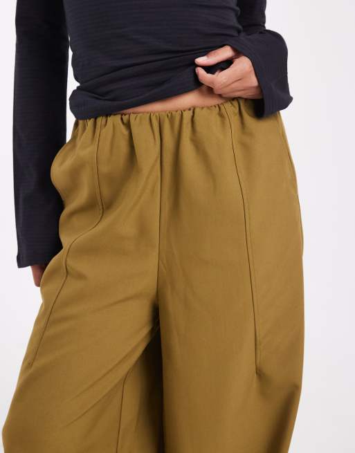 ASOS DESIGN Tailored balloon trousers in khaki, 4 of 5