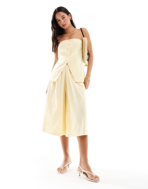 ASOS DESIGN tailored bandeau top in buttermilk - part of a set