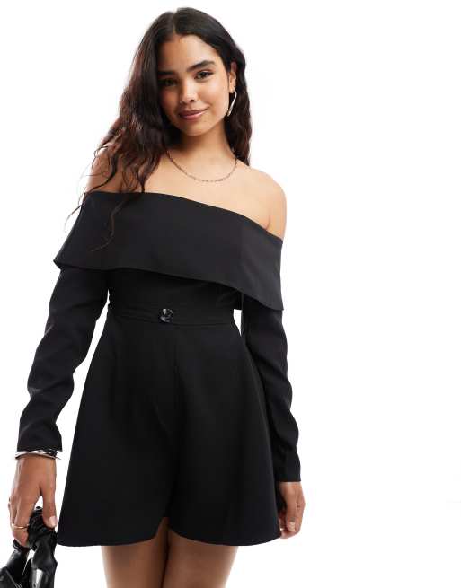 Black tailored playsuit online