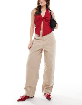 ASOS DESIGN ASOS DESIGN tailored barrel leg jeans in neutral