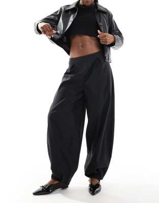 Asos Design Tailored Barrel Leg Pants In Black