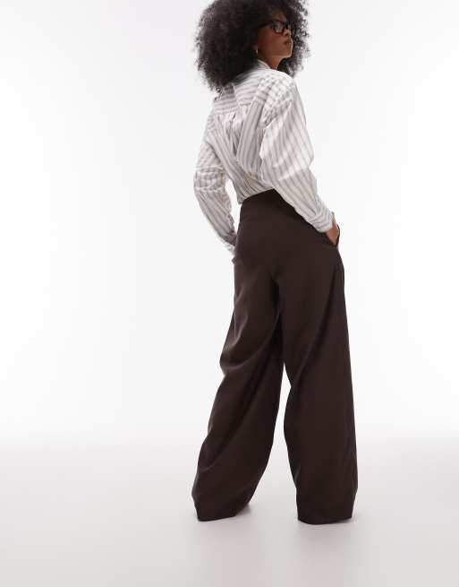ASOS DESIGN tailored barrel leg pants in chocolate, 4 of 5