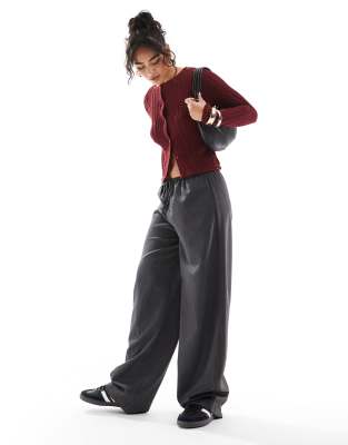 Asos Design Tailored Barrel Leg Pants In Gray