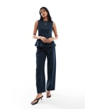 [ASOS DESIGN] ASOS DESIGN tailored barrel leg pants in navy (Part of a set) 12 Navy