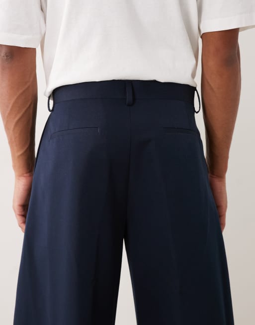 ASOS DESIGN tailored barrel leg pants in navy, 4 of 5