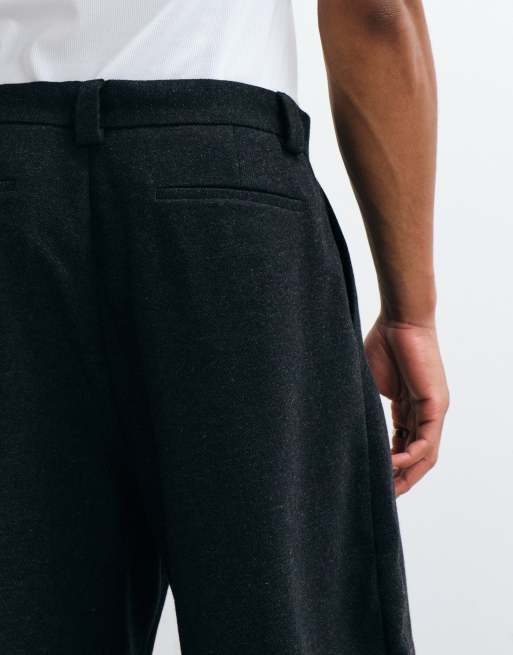 ASOS DESIGN tailored barrel leg pants with wool in black herringbone, 5 of 5