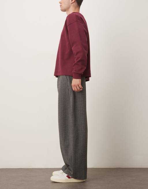 ASOS DESIGN tailored barrel leg trousers in black herringbone, 3 of 5