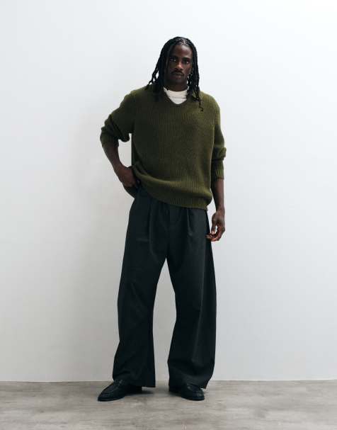 ASOS DESIGN tailored barrel pants in charcoal - view 1