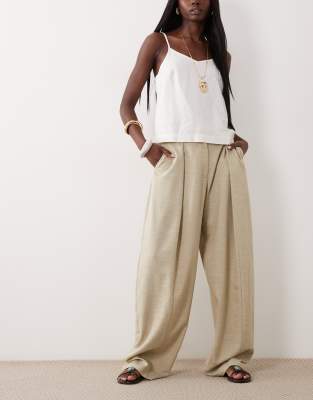 Asos Design Tailored Barrel Pants In Brown