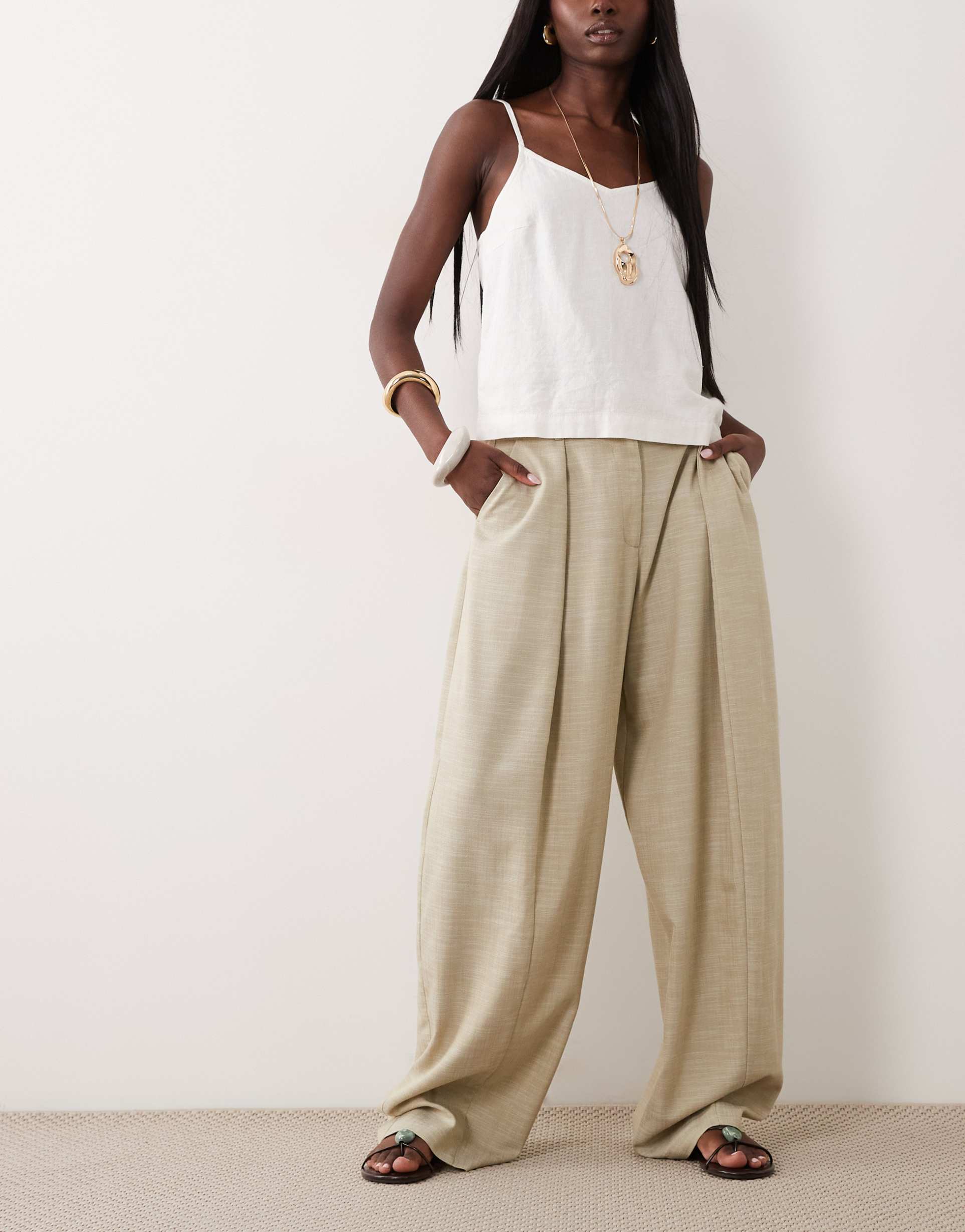asos design tailored barrel pants in khaki