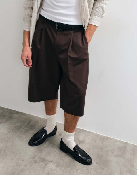 ASOS DESIGN tailored barrel short in brown