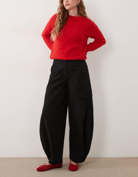 ASOS DESIGN tailored barrel trouser with popper hem in black - view 1