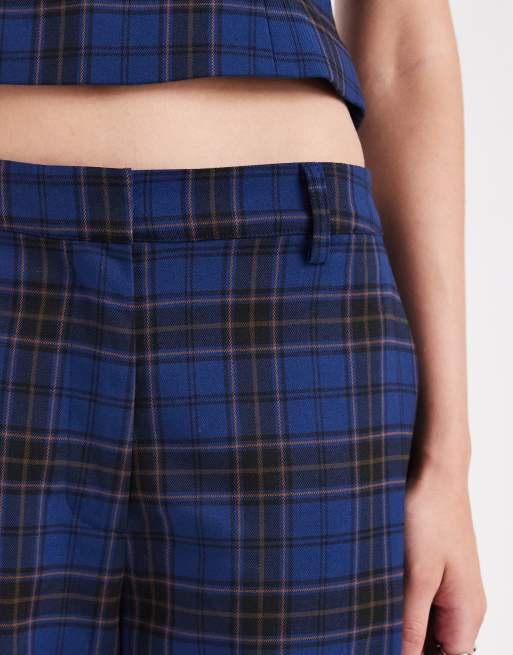 ASOS DESIGN tailored barrel trousers co-ord in blue check , 3 of 4
