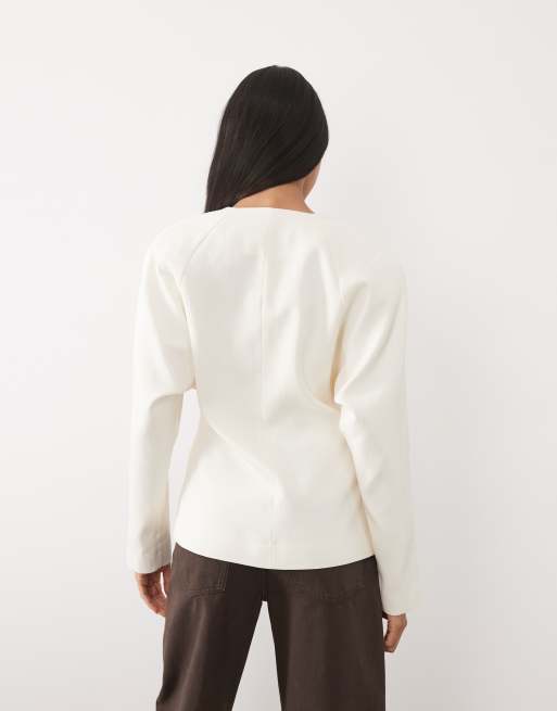 ASOS DESIGN Tailored batwing double breasted blazer in white, 4 of 4