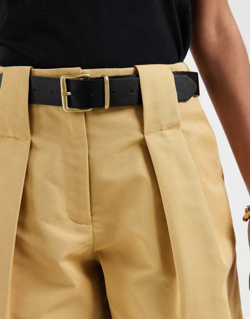 ASOS DESIGN Tailored belted turn up shorts in camel, 5 of 5