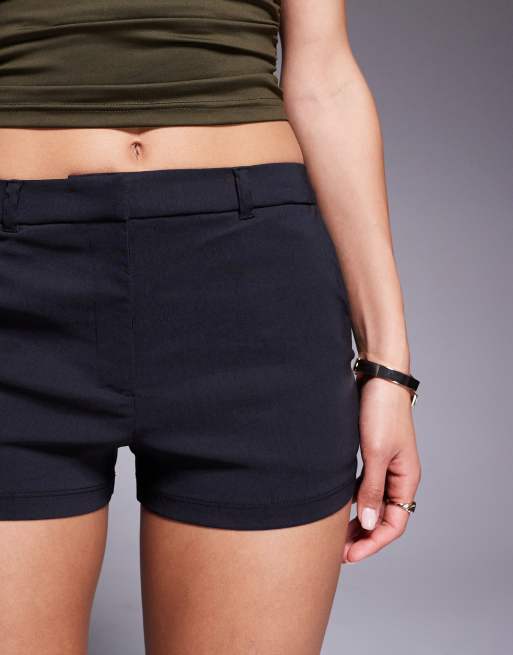 ASOS DESIGN tailored bengaline micro shorts in black, 3 of 5