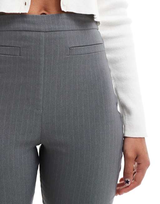 ASOS DESIGN tailored bengaline pedal pusher in charcoal stripe, 3 of 5