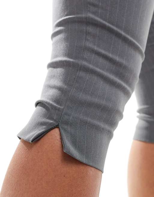 ASOS DESIGN tailored bengaline pedal pusher in charcoal stripe, 5 of 5