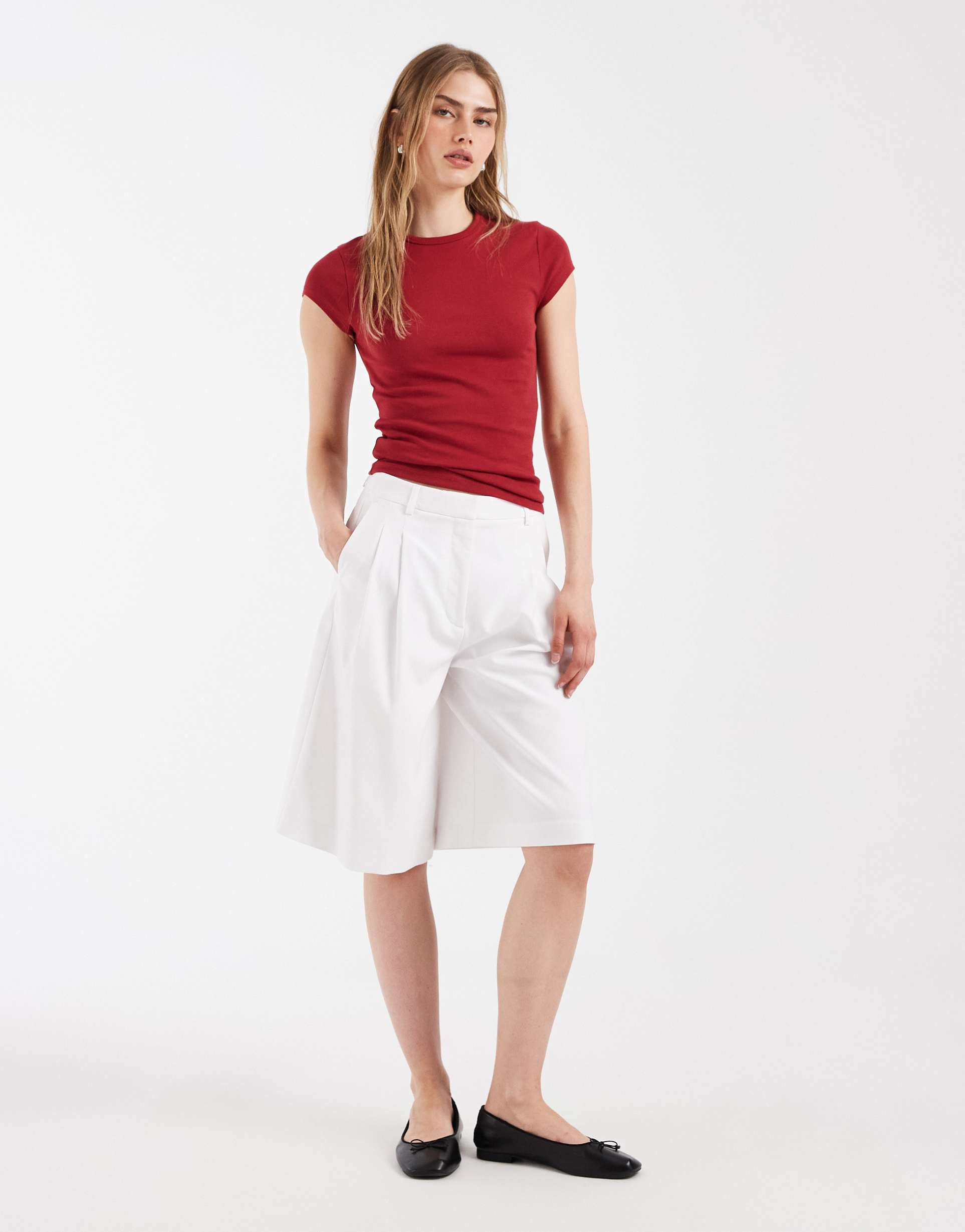 asos design tailored bermuda shorts in white