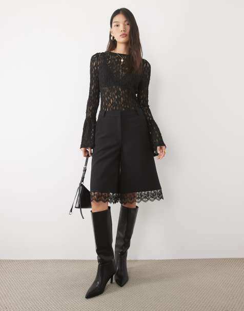 ASOS DESIGN tailored bermuda shorts with scalloped lace trim - view 1